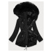 Černá dámská zimní bunda s mechovitým kožíškem (W553)