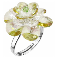 Evolution Group Stříbrný prsten s krystaly zelená kytička 75002.3 lum.green