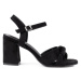 Trendy černé dámské sandály na širokém podpatku