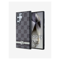 DKNY PU Leather Checkered Pattern and Stripe Zadní Kryt pro Samsung Galaxy S24 Ultra Black