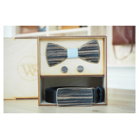 Wood Style Set Kulatý Dub černý - opasek,motýlek a manžetové knoflíčky Obvod pasu: 75, Barva s