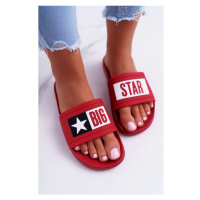 Červené gumové pantofle s nápisem Big Star pro dámy