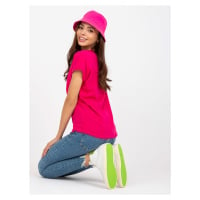 Fuchsia cotton V-neck t-shirt BASIC