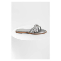 Kožené pantofle Answear Lab dámské, stříbrná barva