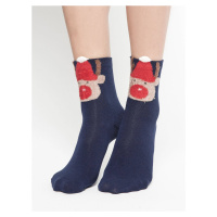 Socks with teddy bear head application navy blue