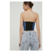 Džínový top Calvin Klein Jeans tmavomodrá barva, cold shoulder