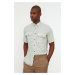 Trendyol Khaki Khaki Men's Regular Fit Linen-Textured Shirt Collar Double Pockets with flaps, St