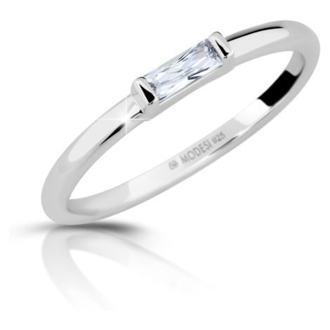 Modesi Minimalistický stříbrný prsten se zirkonem M01012 52 mm