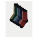 Sada sedmi párů pánských proužkovaných ponožek Cool & Fresh™ v červené, modré, zelené a khaki ba