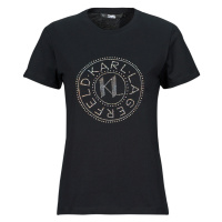 Karl Lagerfeld rhinestone logo t-shirt Černá