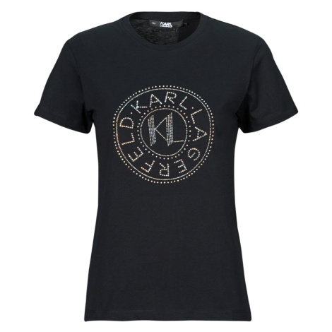 Karl Lagerfeld rhinestone logo t-shirt Černá