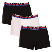 Styx 3PACK pánské boxerky sportovní guma vícebarevné trikolóra L