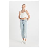 DEFACTO Straight Fit Normal Waist Ankle Length Jean Washed Trousers