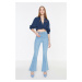Trendyol High Waist Flare Jeans WITH Blue Color Block