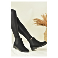 Fox Shoes Women's Black Suede Low Heeled Daily Boots