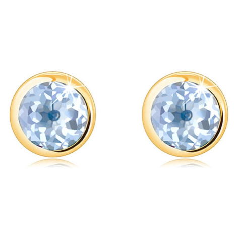 Náušnice ze žlutého zlata 585 - přírodní topas v bledě modrém odstínu, lesklý povrch Šperky eshop