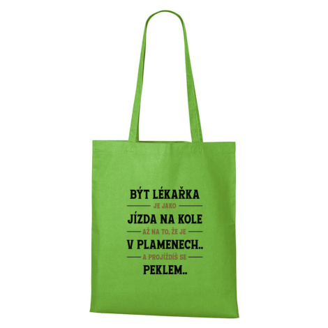DOBRÝ TRIKO Bavlněná taška s potiskem Být lékařka Barva: Apple green