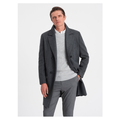 Tmavě šedý pánský kabát s podšívkou Ombre Clothing