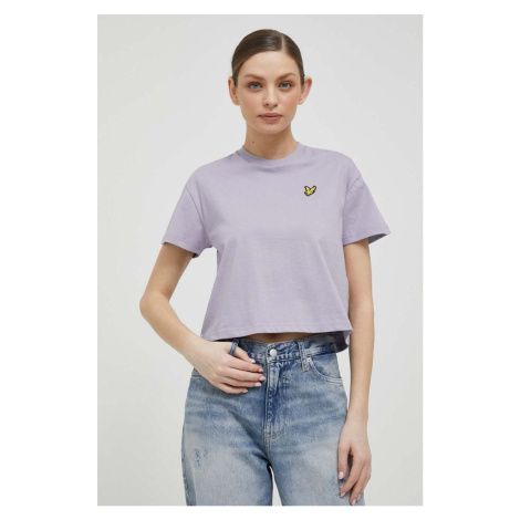 Bavlněné tričko Lyle & Scott fialová barva