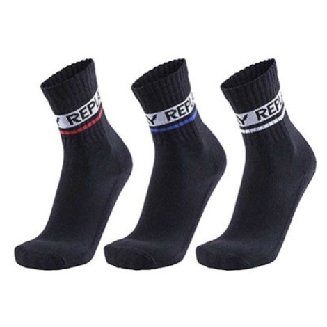 Replay Sportovní vysoké ponožky - 3 páry C100634 Black