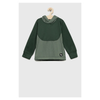 Dětská mikina Abercrombie & Fitch zelená barva, s kapucí, hladká