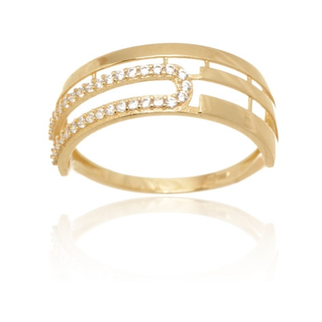 Moderní dámský zlatý prsten se zirkony PR0638F + DÁREK ZDARMA JVD