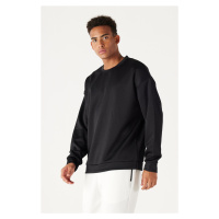 AC&Co / Altınyıldız Classics Men's Black Oversized Wide Cut, Crew Neck Straight Sweatshirt.