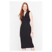 Trendyol Black Pocket Detailed Midi Woven Elegant Woven Dress