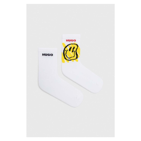 Ponožky HUGO 2-pack dámské, bílá barva Hugo Boss