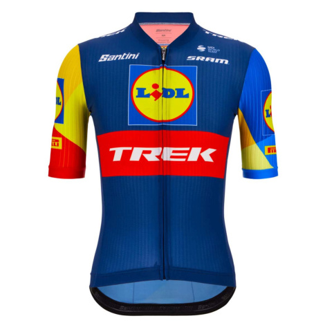 SANTINI Cyklistický dres s krátkým rukávem - LIDL TREK 2024 TEAM ORIGINAL - modrá/červená/žlutá