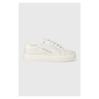 Kožené sneakers boty Calvin Klein Jeans CLASSIC CUPSOLE LACE UP bílá barva, YW0YW01269