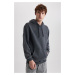 DEFACTO Regular Fit Hooded Washable Faded Effect Sweatshirt