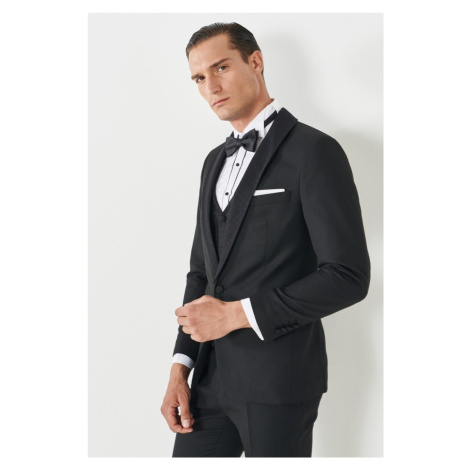 ALTINYILDIZ CLASSICS Men's Black Extra Slim Fit Slim Fit Dovetail Collar Patterned Vest Tuxedo S AC&Co / Altınyıldız Classics