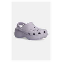 Pantofle Crocs Classic Platform Clog W dámské, šedá barva, na platformě, 206750