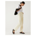 Krémové dámské volné kalhoty s vysokým pasem Marks & Spencer