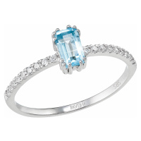 Evolution Group Zlatý prsten 85020.3 bílé zlato blue topaz s brilianty