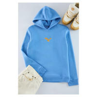 Trendyol Blue Regular/Normal Cut Animal Embroidered Sweatshirt