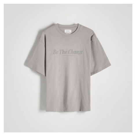 Reserved - Oversized tričko s plastickým potiskem - Světle šedá