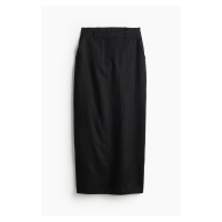 H & M - Lněná pouzdrová sukně - černá