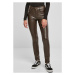 Ladies Mid Waist Synthetic Leather Pants - brown