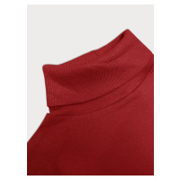 Červené vypasované žebrované šaty s rolákem Rue Paris (5133)