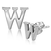 Puzetové ocelové náušnice - tiskací písmeno W