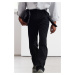 Trendyol Limited Edition Black Straight Fit Fabric Trousers with Removable Waist Belt Detail