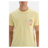 Dagi Light Yellow Crew Neck Printed T-shirt
