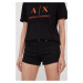 Džínové šortky Armani Exchange dámské, černá barva, hladké, medium waist