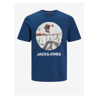 Modré pánské tričko Jack & Jones Navin - Pánské