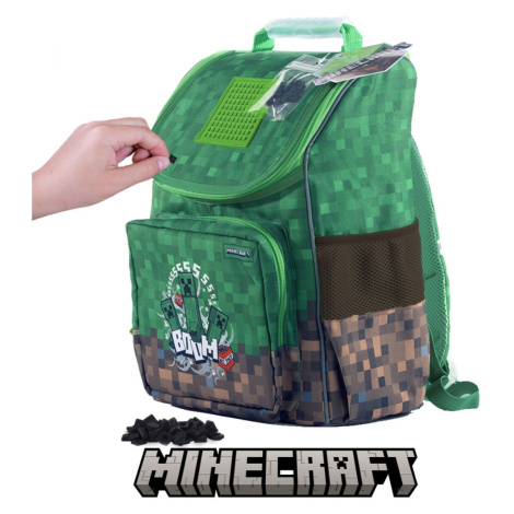 Pixie Crew Minecraft školní aktovka s malým panelem zeleno-hnědá