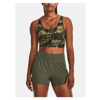 Khaki sportovní crop top tílko Under Armour Meridian Fitted CropTankPrnt