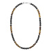 Manoki Pánský korálkový náhrdelník Joel - 6 mm Tygří oko a černý Onyx WA652BA Černá 45 cm