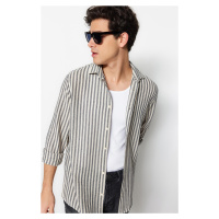 Trendyol Limited Edition Navy Blue Regular Fit Striped Textured Shirt